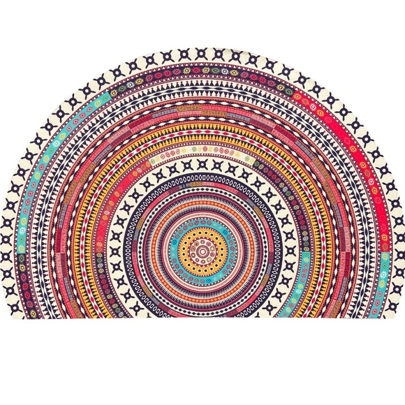 Boho Half Round Super Absorbent Thin Rubber Non-slip Bottom Shower🛁Rug - Picture 6 of 10